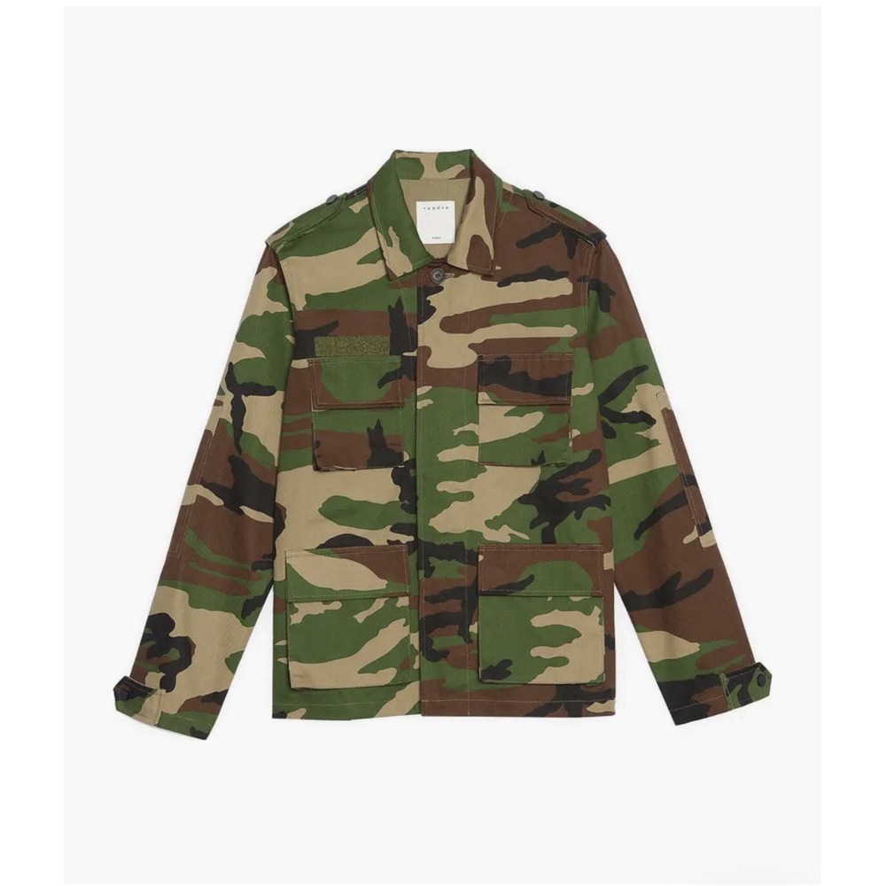 NWT Sandro E-18 G.I. Flight Utility Jacket Green‎ Camo Size Medium $430